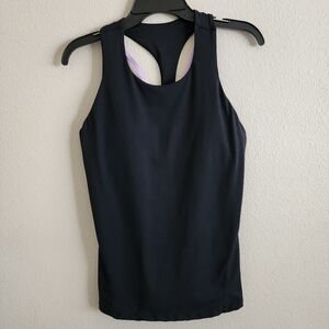 Fabletics Norwalk 2-in-1 Strappy Built-In Bra Tank Top Black & Purple Size S